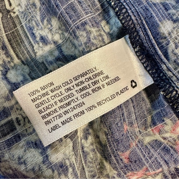 Agua Bendita for Target Navy Blue Floral Tile Print Ruffled Mini Dress Size S - Picture 12 of 16